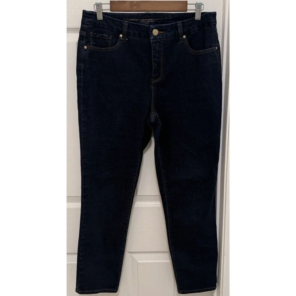 Chico's So Slimming Girlfriend Ankle Jeans Blue Denim Stretch Size 8